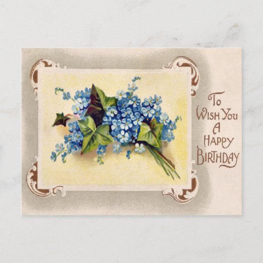 ヴィンテージビクトリアンフローラ誕生日はがき。 ポストカード (正面)