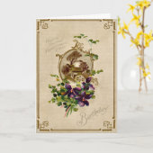 ヴィンテージビクトリアンフローラ誕生日デイカード カード (黄色い花)