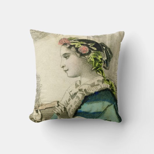 ヴィンテージビクトリアンフローラ頭リース枕 クッション (正面)