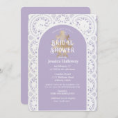 ヴィンテージビクトリアンブライダルシャワーパステル薄紫 招待状 (正面/裏面)