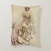 ヴィンテージビクトリアンブライドアンティークブライダルポートレート アクセントクッション (裏面(縦))