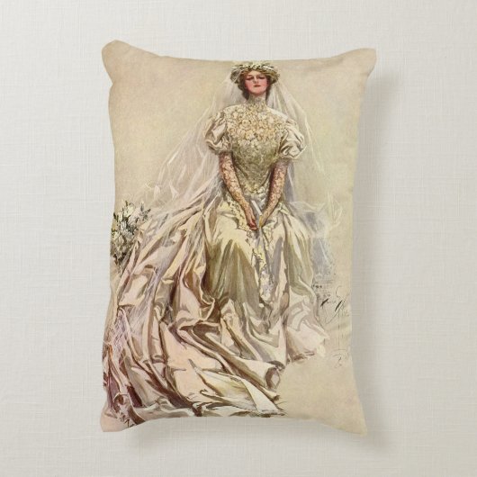 ヴィンテージビクトリアンブライドアンティークブライダルポートレート アクセントクッション (裏面(縦))