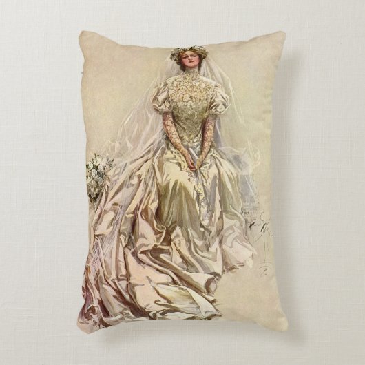 ヴィンテージビクトリアンブライドアンティークブライダルポートレート アクセントクッション (正面(垂直))