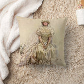 ヴィンテージビクトリアンブライドアンティークブライダルポートレート クッション (ブランケット)