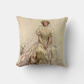 ヴィンテージビクトリアンブライドアンティークブライダルポートレート クッション (正面)