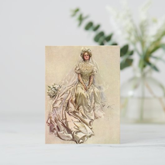 ヴィンテージビクトリアンブライドアンティークブライダルポートレート ポストカード (スタンド正面)