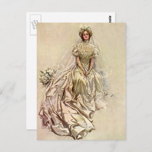 ヴィンテージビクトリアンブライドアンティークブライダルポートレート ポストカード (正面/裏面)
