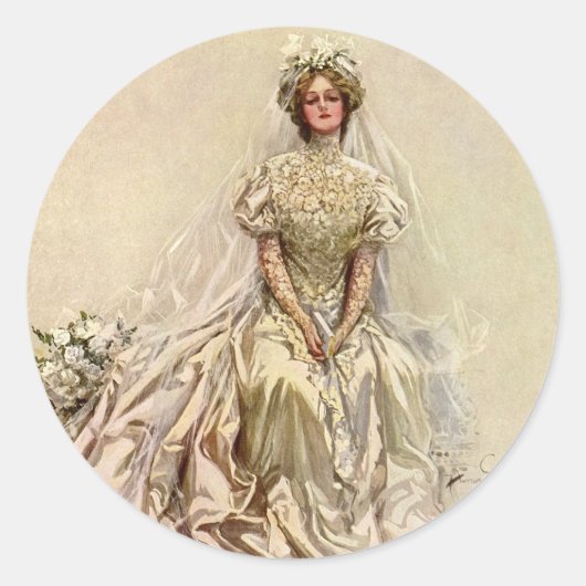 ヴィンテージビクトリアンブライドアンティークブライダルポートレート ラウンドシール (正面)