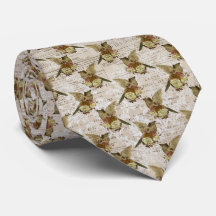 ヴィンテージビクトリアンブラウンニュース紙バーズネックタイ