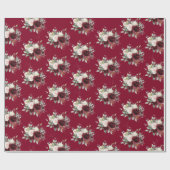 ヴィンテージビクトリアンブルゴーニュ赤面バラフローラ ラッピングペーパー (フラット)