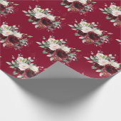 ヴィンテージビクトリアンブルゴーニュ赤面バラフローラ ラッピングペーパー (角)