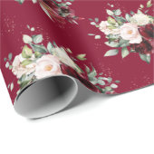 ヴィンテージビクトリアンブルゴーニュ赤面バラフローラ ラッピングペーパー (ロールコーナー)