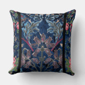 ヴィンテージビクトリアンブルーベルベットフローラ クッション (正面)