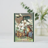 ヴィンテージビクトリアンブンニーズ復活祭の挨拶 シーズンポストカード (スタンド正面)