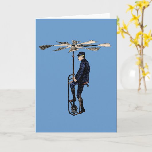 ヴィンテージビクトリアンヘリコプ飛んでいるタ制御 カード (黄色い花)