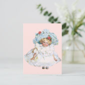 ヴィンテージビクトリアンベビーガールドール、イースタードレスハット シーズンポストカード (スタンド正面)