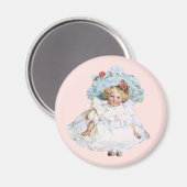 ヴィンテージビクトリアンベビーガールドール、イースタードレスハット マグネット (正面/裏面)