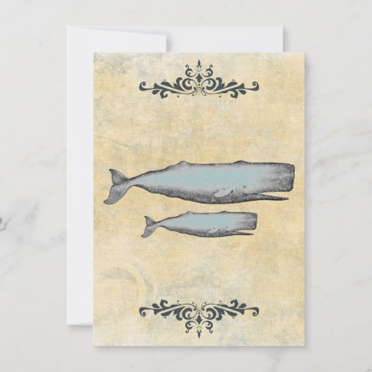 ヴィンテージビクトリアンホエールママ&カーフビーチ サンキューカード (裏面)