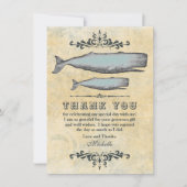 ヴィンテージビクトリアンホエールママ&カーフビーチ サンキューカード (正面)