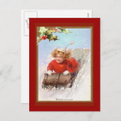 ヴィンテージビクトリアンホリデーカードソリ シーズンポストカード (正面/裏面)