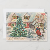 ヴィンテージビクトリアンホリデーハウスクリスマスパーティー 招待状 (正面)