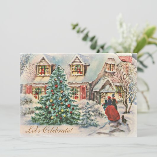 ヴィンテージビクトリアンホリデーハウスクリスマスパーティー 招待状 (スタンド正面)