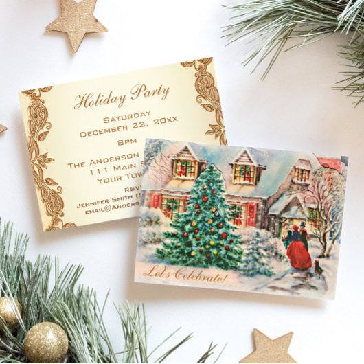 ヴィンテージビクトリアンホリデーハウスクリスマスパーティー 招待状