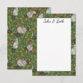 ヴィンテージビクトリアンホワイトバニーラビットインガーデン サンキューカード (正面/裏面)