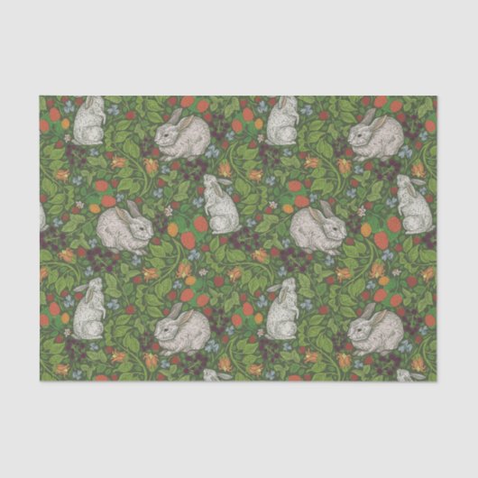 ヴィンテージビクトリアンホワイトバニーラビットインガーデン 薄葉紙 (正面)