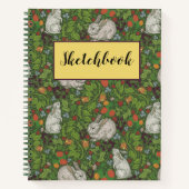 ヴィンテージビクトリアンホワイトバニーラビットスケッチブック ノートブック (正面)