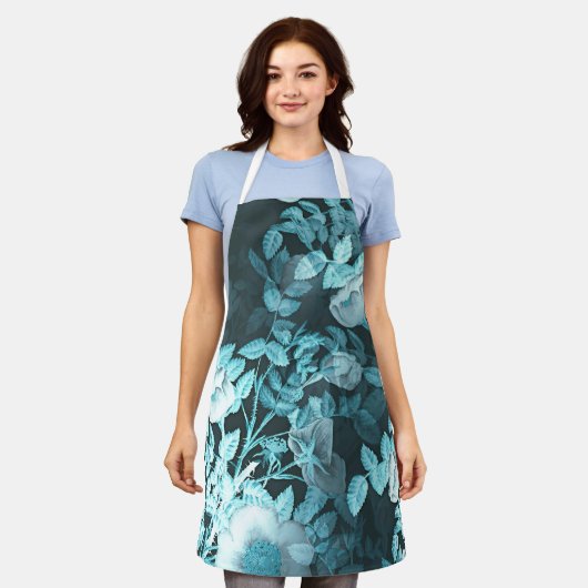 ヴィンテージビクトリアンホワイトフローラデザイン| エプロン (着用した状態)