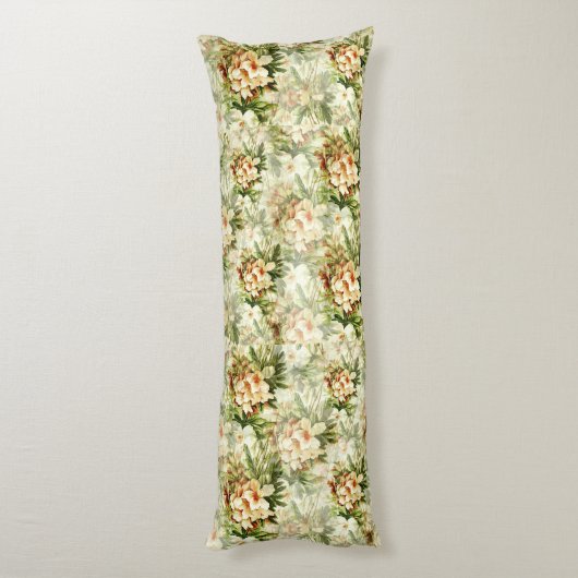 ヴィンテージビクトリアンホワイトフローラ開花 ボディピロー (裏面 (縦))