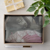 ヴィンテージビクトリアンホワイトプードルピンクデコップページ 薄葉紙 (ギフト)