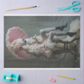 ヴィンテージビクトリアンホワイトプードルピンクデコップページ 薄葉紙 (クラフト)