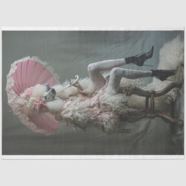 ヴィンテージビクトリアンホワイトプードルピンクデコップページ 薄葉紙