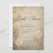 ヴィンテージビクトリアンホワイトローズブライダルシャワー 招待状 (正面)
