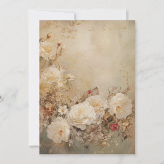 ヴィンテージビクトリアンホワイトローズブライダルシャワー 招待状 (裏面)