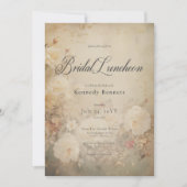 ヴィンテージビクトリアンホワイトローズブライダルルンチョン 招待状 (正面)