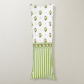 ヴィンテージビクトリアンホワイトローズ開花グリストライプーン ボディピロー (正面縦)