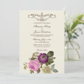 ヴィンテージビクトリアンボタニカルピンク&プラム 招待状 (スタンド正面)