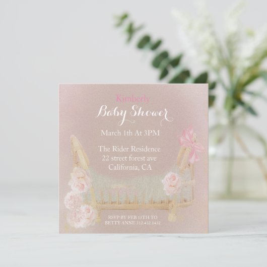ヴィンテージビクトリアンボヘミアンベイビーシャワー 招待状 (スタンド正面)