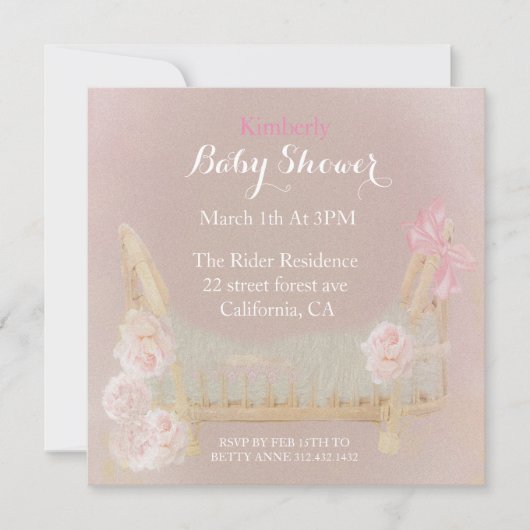 ヴィンテージビクトリアンボヘミアンベイビーシャワー 招待状 (正面)