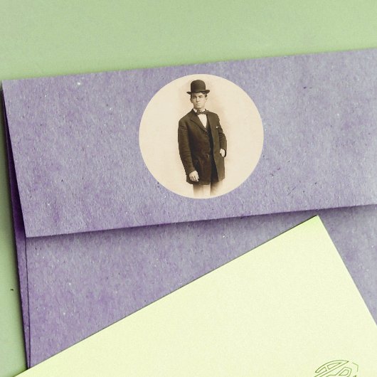 ヴィンテージビクトリアンマンスーツダービーハットファーザー ラウンドシール