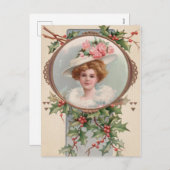 ヴィンテージビクトリアンミストレトーベリークリスマス シーズンポストカード (正面/裏面)