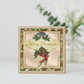 ヴィンテージビクトリアンメリークリスマスグリーティングカード サンキューカード (スタンド正面)