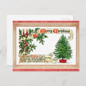 ヴィンテージビクトリアンメリークリスマスツリー ポストカード (正面/裏面)