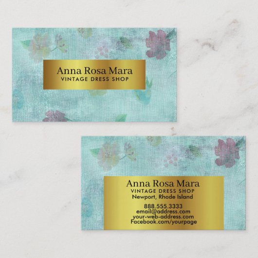 *~*ヴィンテージビクトリアンモダングランジフローラ 名刺 (正面/裏面)