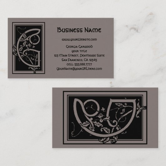 ヴィンテージビクトリアンモノグラエレガントム文字G 名刺 (正面/裏面)