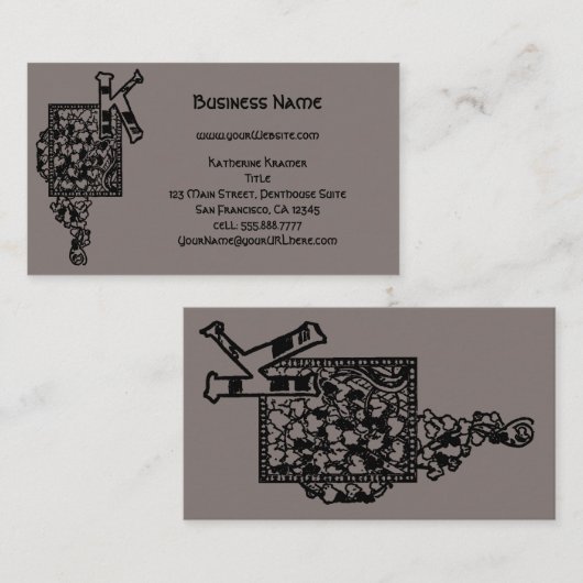 ヴィンテージビクトリアンモノグラエレガントム文字K 名刺 (正面/裏面)