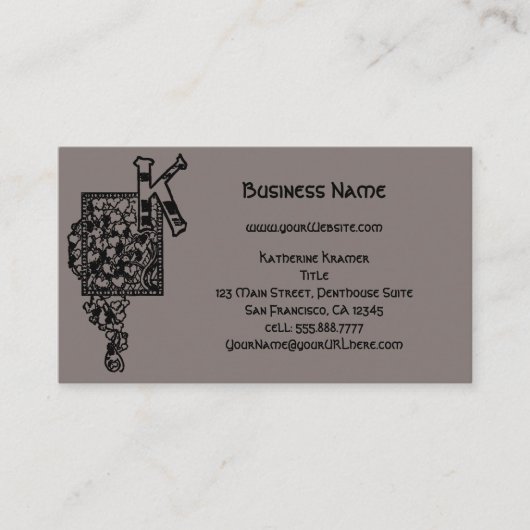 ヴィンテージビクトリアンモノグラエレガントム文字K 名刺 (正面)